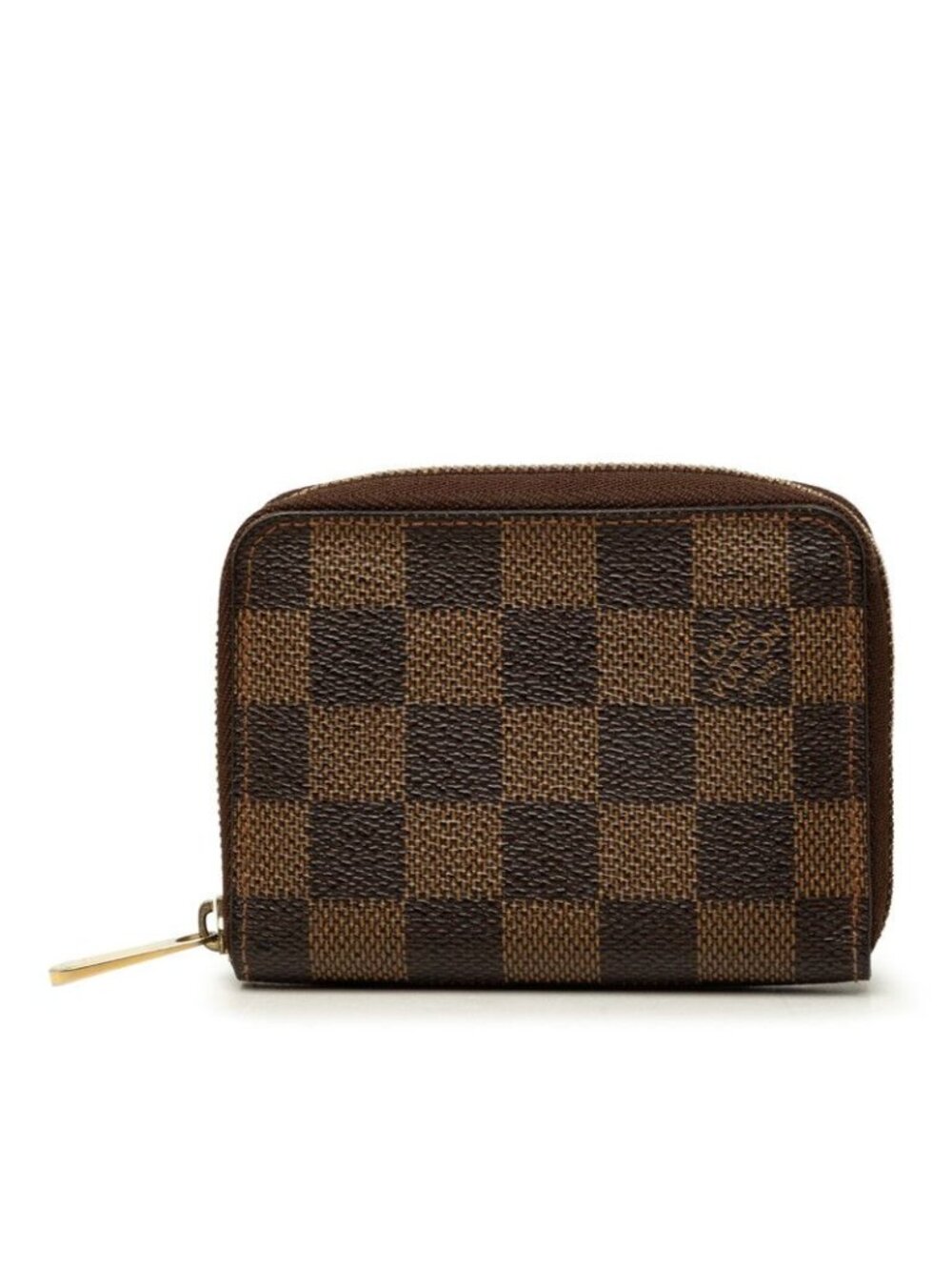 Louis Vuitton Damier Ebene Zippy Coin Purse Wallet Brown Leather